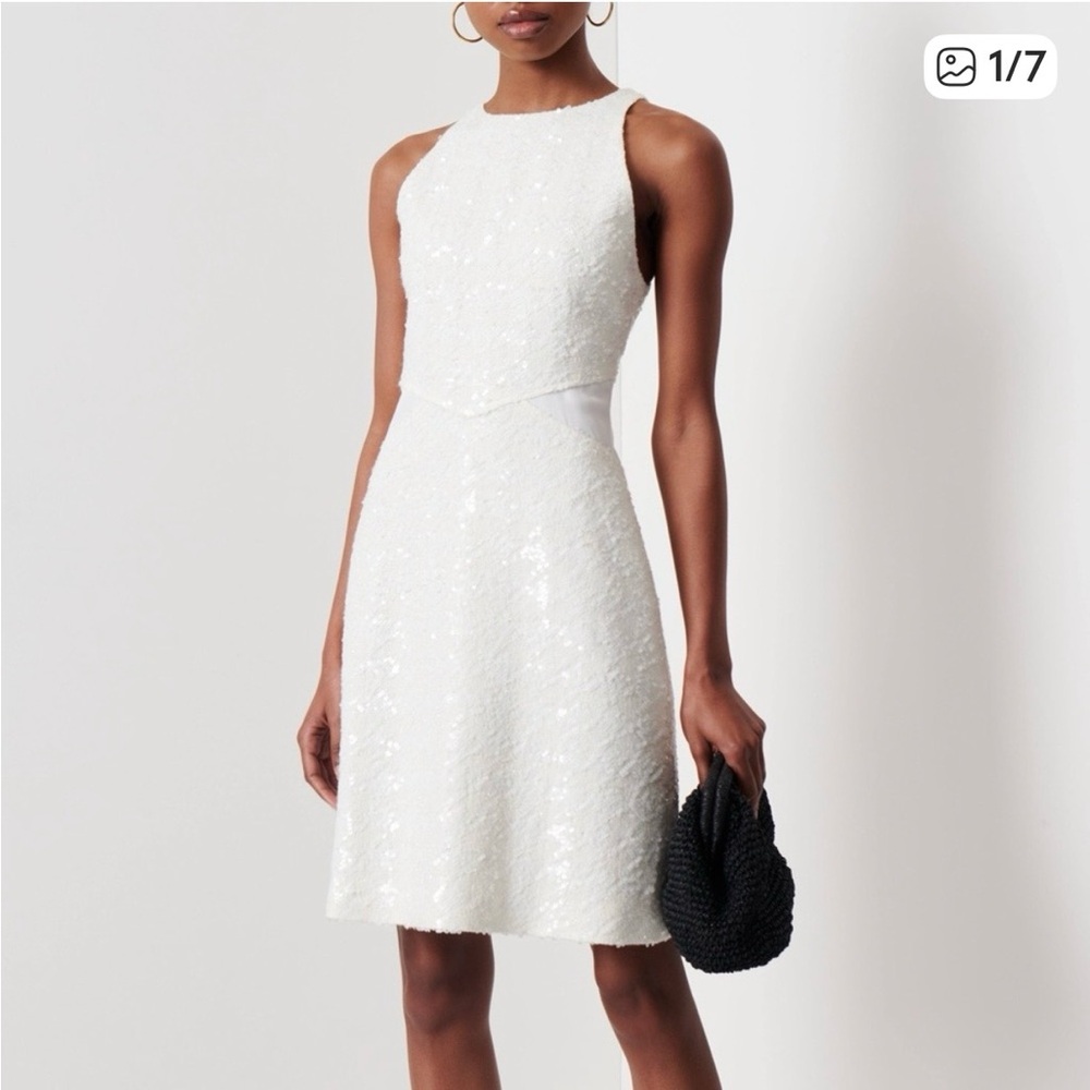10 Crosby Derek Lam Serenity Glittering Cream Mini Dress